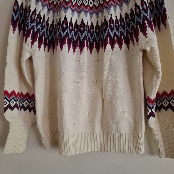 Sundance Eloise Fair Isle Sweater Wool Blend Knit Coconut Multi Women's Size L - Picture 9 of 11